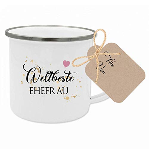 Tasse mit Spruch Weltbeste Ehefrau I Das perfekte Geschenk für die Partnerin I Geschenkidee zum Geburtstag, als Dankeschön und zu Weihnachten I mit Geschenkanhänger von Manufaktur Liebevoll