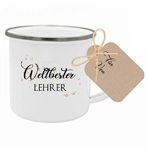 Tasse mit Spruch Weltbester Lehrer I Das perfekte Geschenk für den Lehrer I Geschenkidee zum Geburtstag, als Dankeschön und zu Weihnachten I mit Geschenkanhänger von Manufaktur Liebevoll