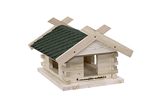 Manufaktur Martinshof Vogelhaus Bausatz, Schiefer grün, 44cm x 37cm x 27cm, für Meise, Spatz, Witterungsbeständig, Freistehend, Fichtenholz, Vögel von Manufaktur Martinshof