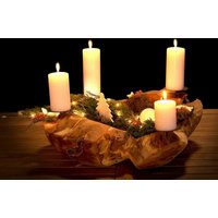 Adventskranz Adventsschale Teak Rund Ca. Ø 30/50cm Wurzelschale Wurzelholz Holzschale Teakschale Dekoschale von ManufakturDon