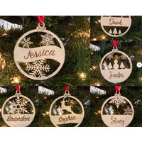 Personalisierte Weihnachtskugeln Holz Weihnachtskugeln Mit Namen Weihnachtsbaumschmuck Geschenkanhänger von ManufakturDon