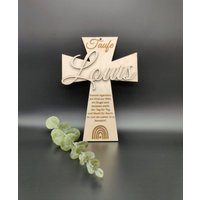 Taufkreuz Personalisierbar Geschenk Zur Taufe Taufgeschenk Kreuz Aus Holz Geburtskreuz Patenkind Wanddeko von ManufakturDon