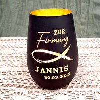 Personalisiertes Windlicht Firmung- Geschenk - Geschenkidee Tischdeko Geldgeschenk Personalisiert von ManufakturHerzlich