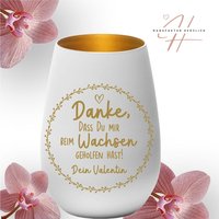 Windlicht Mit Gravur Danke, Dass Du Mir Beim Wachsen Geholfen Hast - Erzieher/Innen Abschluss Kindergarten Schulkinder von ManufakturHerzlich