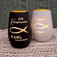Windlicht Zur Kommunion - Geschenk Geschenkidee Tischdeko Geldgeschenk Personalisiert von ManufakturHerzlich