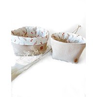 Utensilo/ Stoffkörbchen Waffelpique/Musselin 100% Baumwolle von ManufakturHerzstueck