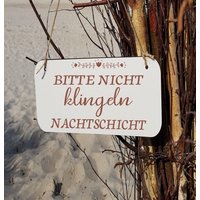 Bitte Nicht Klingeln Nachtschicht Holzschild Schild Weiß von ManufakturIdeenreich