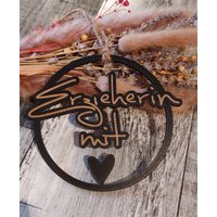 Erzieherin Mit Herz Holzring Hoop Holzschild Schild Türschild Abschiedsgeschenk Kindergarten von ManufakturIdeenreich