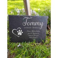 Gedenktafel Für Hund Katze Haustier Schiefer Grabstein Grabplatte Trauerplatte Schiefertafel Personalisiert von ManufakturIdeenreich