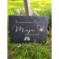 Gedenktafel Für Hund Katze Haustier Schiefer Grabstein Grabplatte Trauerplatte Schiefertafel Personalisiert von ManufakturIdeenreich
