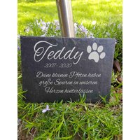 Grabstein Für Hund Katze Haustier Schiefer Gedenktafel Grabplatte Trauerplatte Schiefertafel Personalisiert von ManufakturIdeenreich