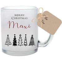 Glastasse Weihnachten Personalisiert Glühweintasse Punschglas Weihnachtsgeschenk Name Tannenbäume Glühweinbecher Glas Geschenk von ManufakturLiebevoll