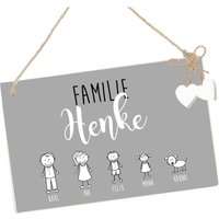 Türschild Aus Holz Mit Dem Namen Der Familie Und Figuren von ManufakturLiebevoll