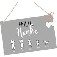 Türschild Familie Holz Personalisiertes Familienschild Haustürschild Eingangsschild Namen Figuren von ManufakturLiebevoll