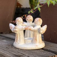 Freundschaftskreis Mit 3 Engeln Aus Ton, Kerzenständer, Weihnachtsengel Handgemacht von ManufakturManos
