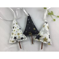 3 Kleine Tannenbäume in Schwarz/Weiß/Gold/Silber, Dekobäume, Weihnachtsdeko, Bäume, Weihnachten von ManufakturSteinhoff