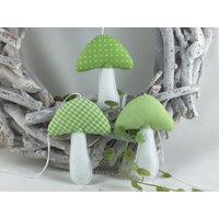 3 Stoffpilze in Grün/Weiß, Dekopilze, Herbst, Frühling, Pilze von ManufakturSteinhoff