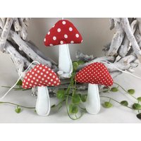 3 Stoffpilze in Rot/Weiß, Dekopilze, Herbst, Weihnachtsbaumdeko, Geschenkanhänger, Glückspilze, Herbstdeko von ManufakturSteinhoff