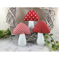 3 Stoffpilze in Rot/Weiß, Dekopilze von ManufakturSteinhoff