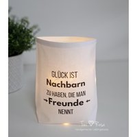 Danke Sagen Lichttüte Lichtbeutel Stoffwindlicht Mit Spruch Nachbarn Geschenk Mitbringsel Rente Ruhestand Geschenkidee Geburtstag Dankeschön von ManufakturToniRosa
