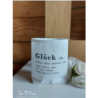 Lichttüte, Lichterbeutel, Stoffwindlicht Mit Spruch, Familie, Glück, Gesundheit, Geschenkidee , Shabby Lichttüte, Lichterbeutel, Stoffwindlicht Mit Spruch, Familie, Glück, Gesundheit, Geschenkidee , Shabby von ManufakturToniRosa