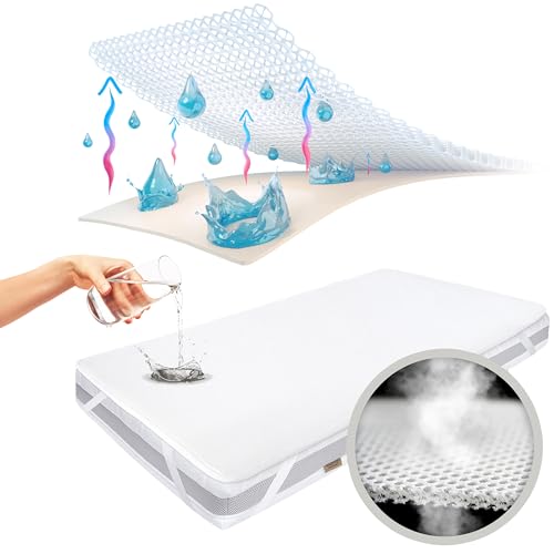 Matratzenschoner 60x120 Baby Wasserdicht Matratzenschutz Wasserdicht 120x60 cm Matratzenschoner 120x60 cm Bettschoner 120 x 60 cm Nässeschutz 60 x 120 cm Oeko-Tex-Zertifiziert Atmungsaktiv Premium von Manufaktura Materacy
