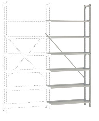 MANUFLEX Archivregal Budget, Anbauregal mit 6 Stahlblechböden, HxBxT = 2250x930x300 mm von Manuflex