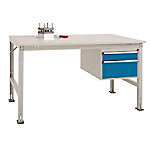 Manuflex Arbeitstisch Basic Universal Standard Kunststoff, Stahl Lichtgrau, Brillantblau 2.000 x 800 mm von Manuflex