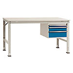 Manuflex Arbeitstisch Basic Universal Standard Melamin, Stahl Lichtgrau, Brillantblau 2.000 x 800 mm von Manuflex