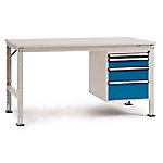 Manuflex Arbeitstisch Universal Basic Multiplex, Stahl Lichtgrau, Brillantblau 1.500 x 800 mm von Manuflex