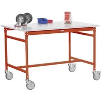 Manuflex BB4009.2001 Beistelltisch BASIS mobil mit PVC-Tischplatte in Rotorange RAL 2001, BxTxH: 750 von Manuflex