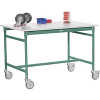 Manuflex BB4049.0001 Beistelltisch BASIS mobil mit PVC-Tischplatte in Graugrün HF 0001, BxTxH: 1250 von Manuflex