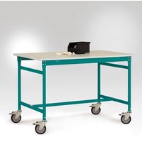 Manuflex LB4013.5021 ESD ESD-Beistelltisch BASIS mobil mit Kautschuk-Tischplatte in Wasserblau RAL 5 von Manuflex