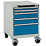 Manuflex Mobil Schubfachschrank 5 Schubfächer BASETEC Brillantblau 500 x 580 x 720 mm von Manuflex