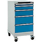 Manuflex Mobil Schubfachschrank 5 Schubfächer BASETEC Brillantblau 500 x 580 x 960 mm von Manuflex