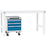 Manuflex Mobil Schubfachschrank BASETEC Brillantblau 500 x 580 x 620 mm von Manuflex