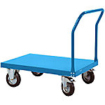 Manuflex Plattformwagen TRANSOMOBIL für 400 Kg mit Schiebestange Brillantblau 840 x 1.513 mm von Manuflex