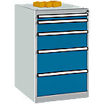 Manuflex Stationär Schubfachschrank 5 Schubladen BASETEC Brillantblau 500 x 580 x 800 mm von Manuflex