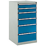 Manuflex Stationär Schubfachschrank 6 Schubfächer BASETEC Hellgrau, Brillantblau 500 x 580 x 1.000 mm von Manuflex