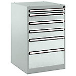 Manuflex Stationär Schubfachschrank 6 Schubfächer BASETEC Hellgrau 500 x 580 x 800 mm von Manuflex