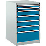 Manuflex Stationär Schubfachschrank 7 Schubladen BASETEC Brillantblau 500 x 580 x 800 mm von Manuflex