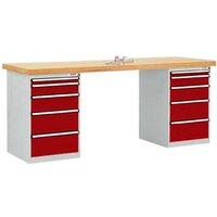 Manuflex TP5092.3003 Werkbanksystem COMBI, 2 Gehäuse Modell 1 mit massiver Bucheplatte, BxTxH = 200 von Manuflex