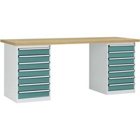 Manuflex WC5126.5021 Werkbanksystem COMBI, 2 Gehäuse Modell 3 mit Multiplexplatte, BxTxH = 2000 x 7 von Manuflex