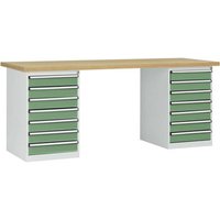 Manuflex WC5126.6011 Werkbanksystem COMBI, 2 Gehäuse Modell 3 mit Multiplexplatte, BxTxH = 2000 x 7 von Manuflex