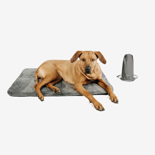 Manuly Hundedecke für unterwegs, Set aus Hundematte selbstaufblasend, flauschigem wasserabweisenden Bezug und Tragetasche, waschmaschinentauglich, Bezug kann gewechselt Werden, 100x70x3,5cm, 1080g von Manuly