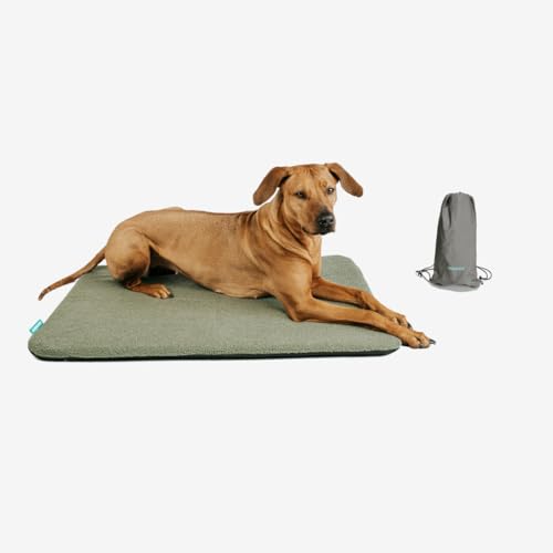Manuly Hundedecke für unterwegs, Set aus Hundematte selbstaufblasend, robusten Teddy Stoff Bezug und Tragetasche, waschmaschinentauglich, Bezug kann gewechselt Werden, 100x70x3,5cm, 1080g von Manuly