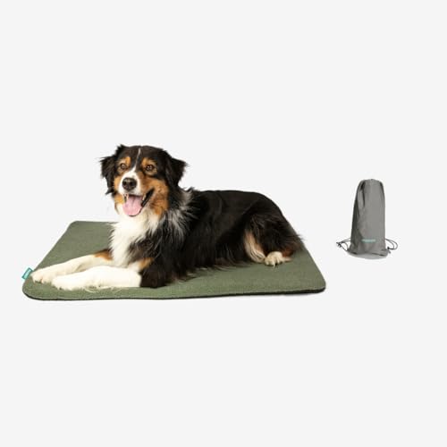 Manuly Hundedecke für unterwegs, Set aus Hundematte selbstaufblasend, robusten Teddy Stoff Bezug und Tragetasche, waschmaschinentauglich, Bezug kann gewechselt Werden, 80x60x3,5cm, 760g von Manuly