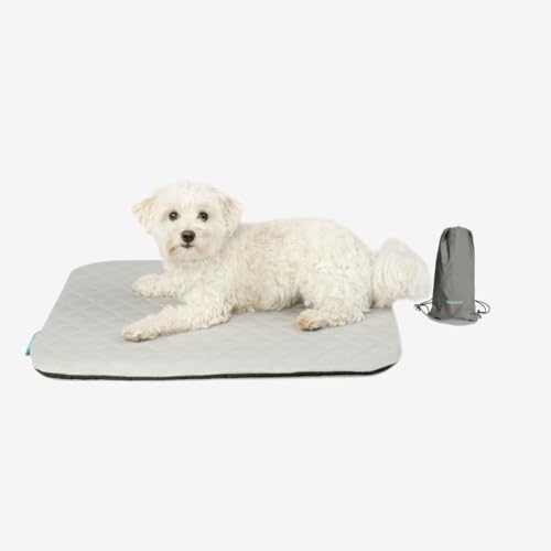 Manuly Hundedecke für unterwegs, Set aus Hundematte selbstaufblasend, kühlendem wasserabweisenden Bezug und Tragetasche, waschmaschinentauglich, Bezug kann gewechselt Werden, 60x40x3,5cm, 470g von Manuly
