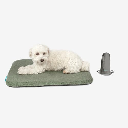 Manuly Hundedecke für unterwegs, Set aus Hundematte selbstaufblasend, robusten Teddy Stoff Bezug und Tragetasche, waschmaschinentauglich, Bezug kann gewechselt Werden, 60x40x3,5cm, 470g von Manuly