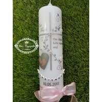 Taufkerze Kreuz Mit Spruch & Das Original © Der Buchstabenkette, Taufe, Kerze, Handarbeit, Handmade, Candle Handgemacht Wax Wachsverzierung von ManusKerzenzauber